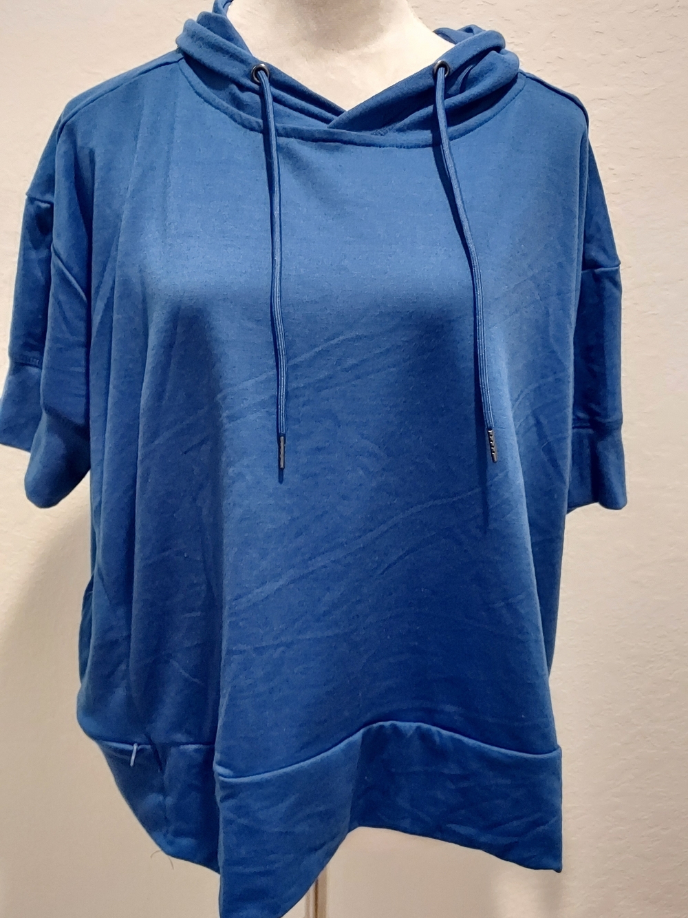 Nine West Royal Blue Short Sleeve Active Top with Hood